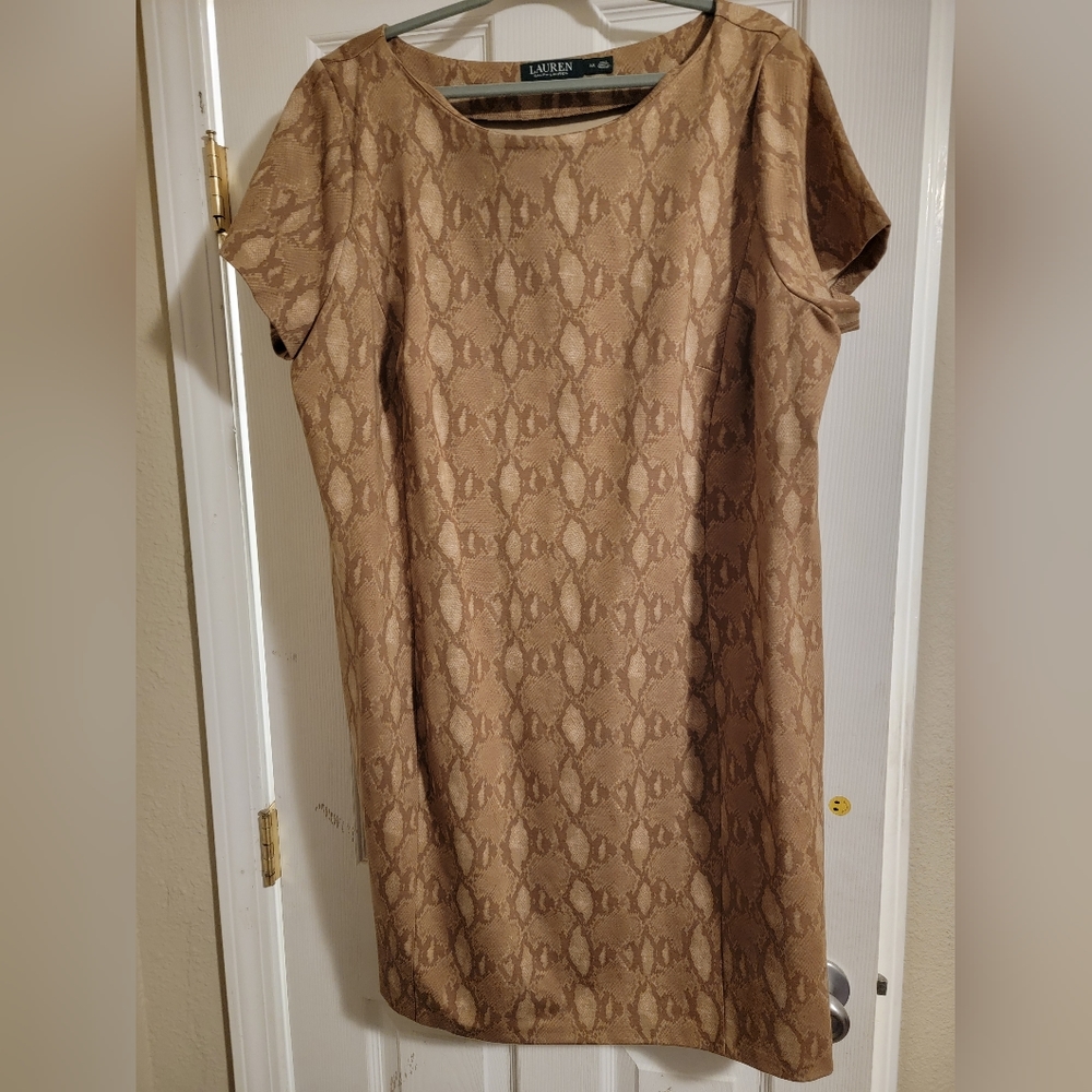 Lauren Ralph lauren womens tan snake print dress size 3x